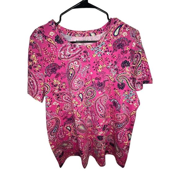 Woman Within Colorful Paisley Patterned Short Sleeve T-Shirt - Picture 1 of 5